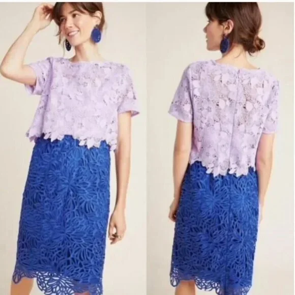 Anthropologie Eri + Ali Graceanne Colorblock Lace Sheath Dress - Picture 2 of 7